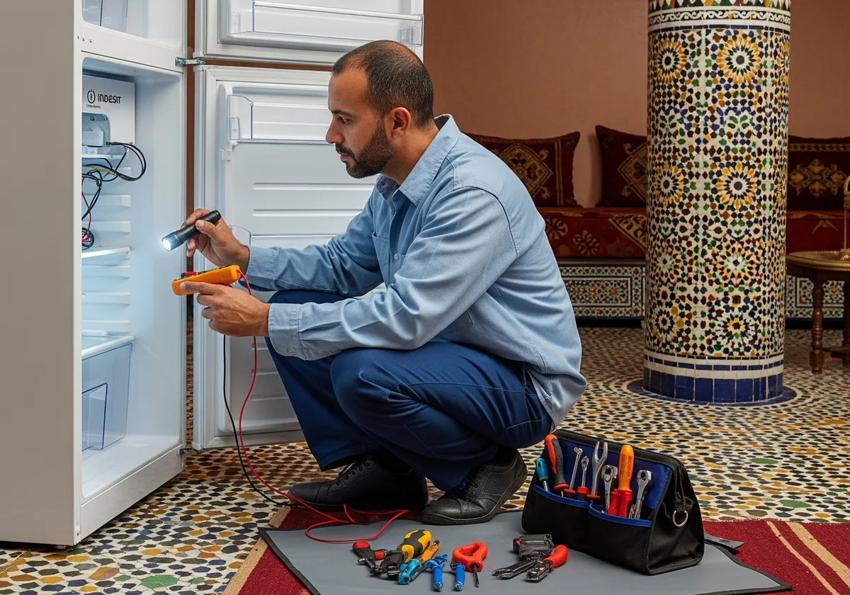 Réparation réfrigérateur Indesit à domicile Rabat — technicien professionnel marocain, pièces d'origine